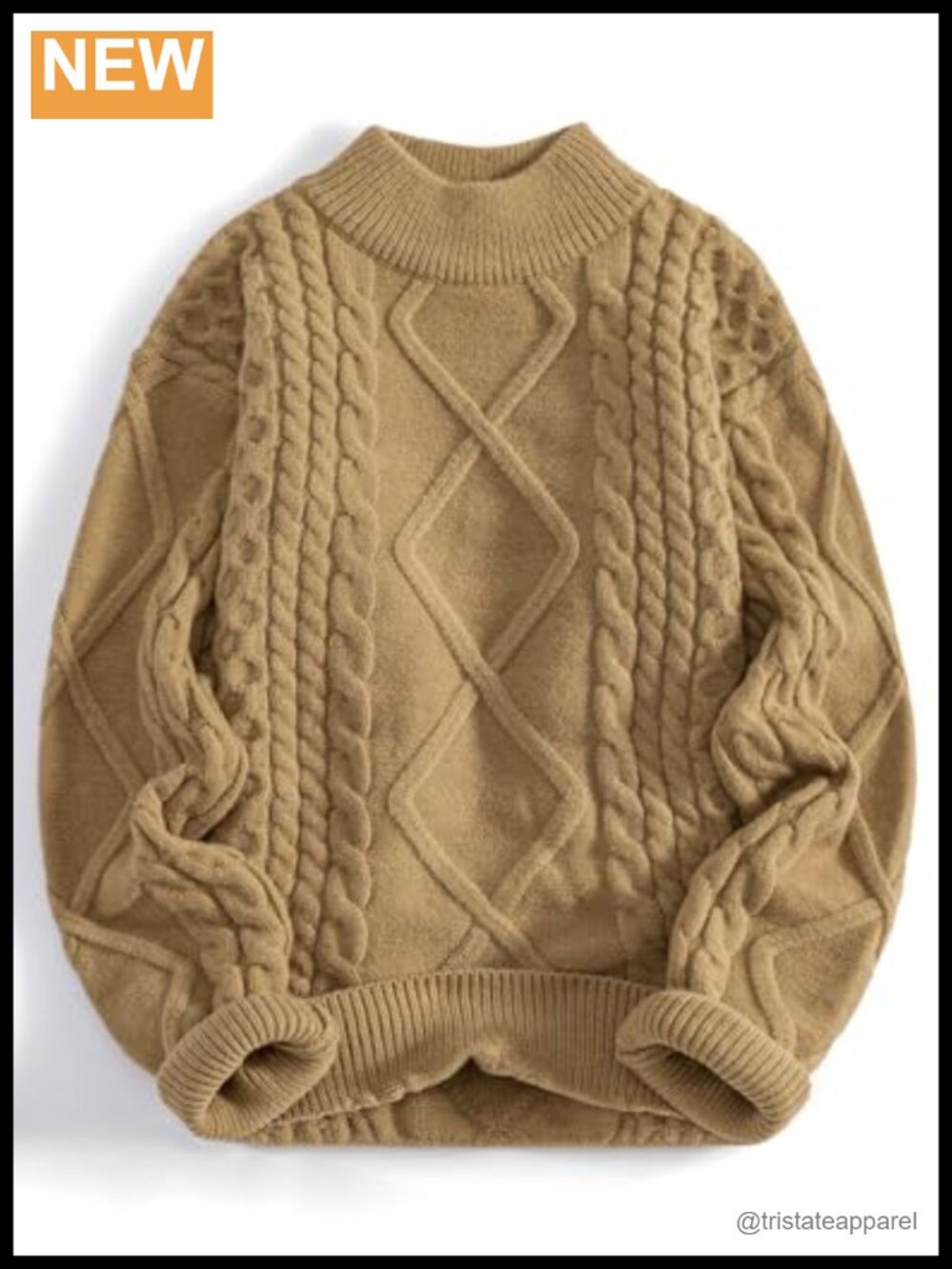 Oversized Women's Turtleneck Cable Knit Pullover Sweater Chunky